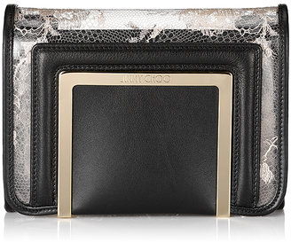 Jimmy Choo Ava Nude Perspex Lace and Black Leather Clutch Bag