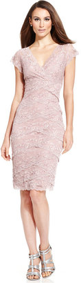 Marina Cap-Sleeve Lace Tiered Dress