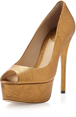 Brian Atwood B by Bambola Foil Platform Pump, Gold