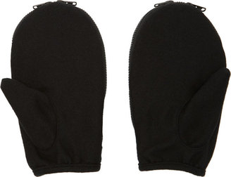 Yohji Yamamoto Black Tasmanian Flannel & Leather Layered 2-Way Glove