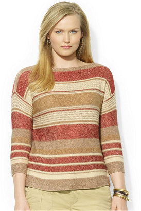Lauren Ralph Lauren Plus Size Boat-Neck Striped Sweater