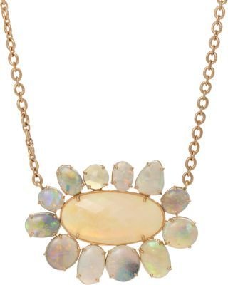 Irene Neuwirth Diamond Collection Opal & Rose Gold Flower Pendant Necklace