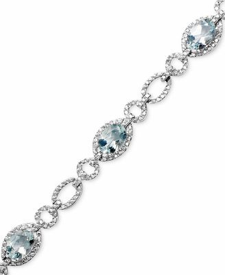 Macy's Sterling Silver Bracelet, Aquamarine (5 ct. t.w.) and Diamond Accent