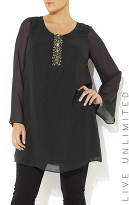 Wallis Plus Size Black Embellished Kaftan