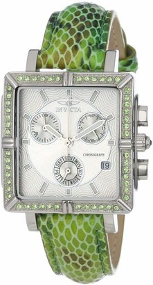 Invicta Women's 10329 Wildflower Green Crystal Accented Chronograph Dial Green Leather Watch