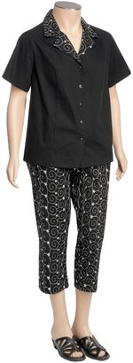 @Model.CurrentBrand.Name Embroidered Cotton Shirt and Capri Set - 2-Piece (For Plus Size Women)