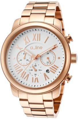 A Line Women's Amor Chronograph White Dial Rose Gold Tone IP Stainless Steel