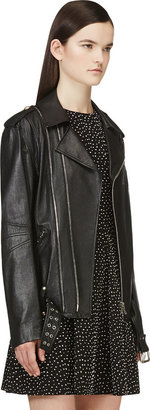 Balmain Pierre Black Pebbled Leather Biker Jacket