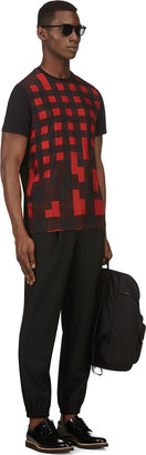 Neil Barrett Black & Red Check Print Viscose T-Shirt