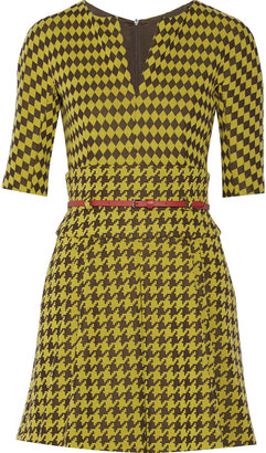 M Missoni Belted houndstooth-print knitted mini dress