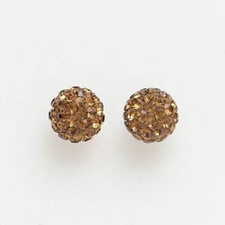 14k Gold Brown Crystal Stud Earrings