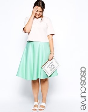 ASOS Curve CURVE Midi Skirt In Scuba - Mint