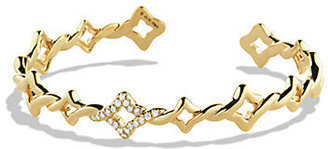 David Yurman Venetian Quatrefoil Cuff Bracelet with Diamonds in Gold