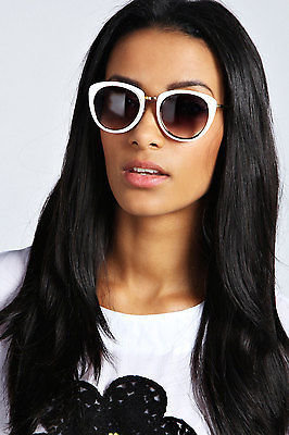 boohoo Womens Ladies Alexa Metallic Rim Catseye Sunglasses One Size