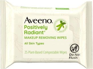 Aveeno Positively Radiant Oil-Free Makeup Removal Facial Wipes for All Skin Types - 25 ct