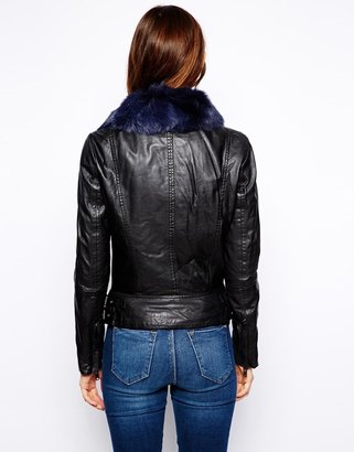 Muu Baa Muubaa Lindus Detachable Collar Leather Jacket