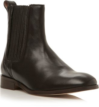 House of Fraser Dune Black Penni leather square toe block heel boots
