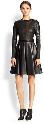 Yigal Azrouel Leather Patchwork Dress
