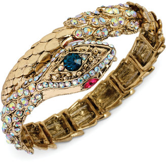 Betsey Johnson Gold-Tone Crystal Snake Wrap Stretch Bracelet