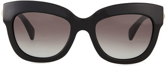 Valentino Rockstud-Temple Cat-Eye Sunglasses, Black