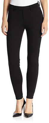 Joie Andra Leather-Trimmed Knit Skinny Pants