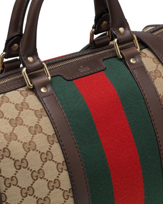 Gucci Vintage Web Boston Bag, Beige/Ebony/Cocoa