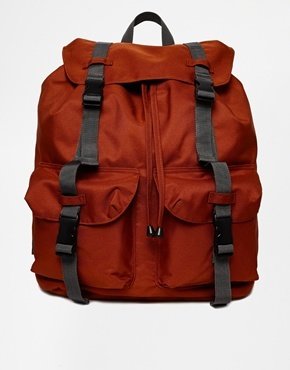 ASOS Oversized Backpack with Contrast Straps - Orange