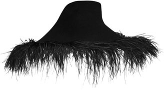 Lanvin Feather-trimmed rabbit-felt hat