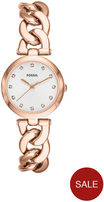 Fossil Olive Rose Gold-Tone Jewellery Inspired Bracelet Strap Ladies Watch