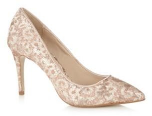 Debut Pale pink lace sequin high court shoes
