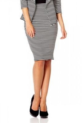 Quiz Black And White Stripes Midi Skirt