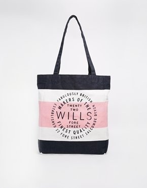 Jack Wills Book Bag in Signiture Stripe - Multi