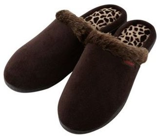 Isotoner Online exclusive brown fur trim mule slippers