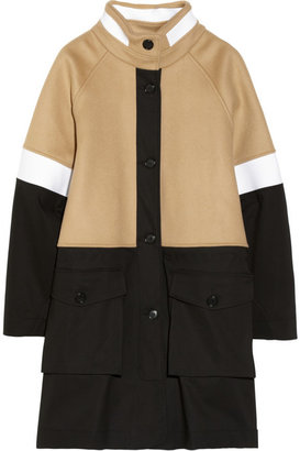 DKNY Neoprene, stretch-cotton and wool-blend coat
