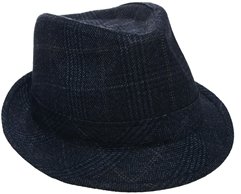 ASOS Trilby Hat in Check Fabric - Blue