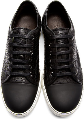 Lanvin Black Python Leather Classic Tennis Sneakers