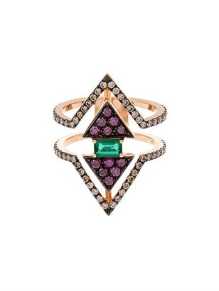 NIKOS KOULIS Diamond, emerald & pink-gold ring