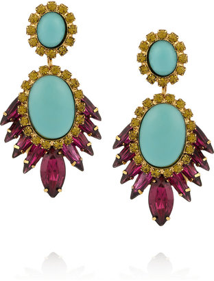 Elizabeth Cole Gold-plated, crystal and cabochon earrings