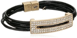 Kenneth Cole New York Pave Rectangle Leather Cord Bracelet, 2.5"