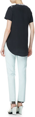 3.1 Phillip Lim Short-Sleeve T-Shirt with Sequins, Soft Black