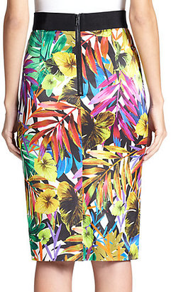 Milly Tropical-Print Pencil Skirt