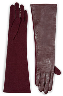 Accessorize Long Ruched Leather Faced Glove