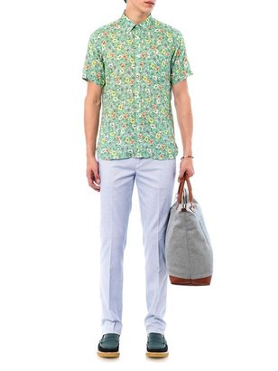 YMC Floral-print linen shirt