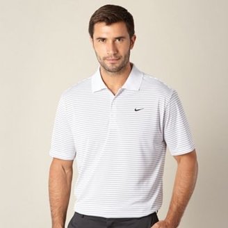 Nike White striped 'Victory' performance golf polo shirt