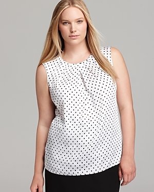 Jones New York Collection JNYWorks: A Style System by Plus Abby Woven Polka Dot Top