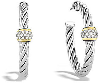 David Yurman Cable Classics Hoop Earrings with Diamonds
