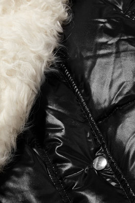 Sacai Shearling and leather-paneled quilted shell coat