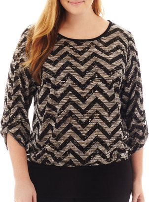 JCPenney Alyx 3/4-Sleeve Banded Chevron Top - Plus