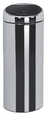 Brabantia Brilliant steel with black lid 30 litre touch bin