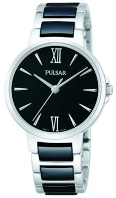 Pulsar Ladies black dial analogue ceramic bracelet watch